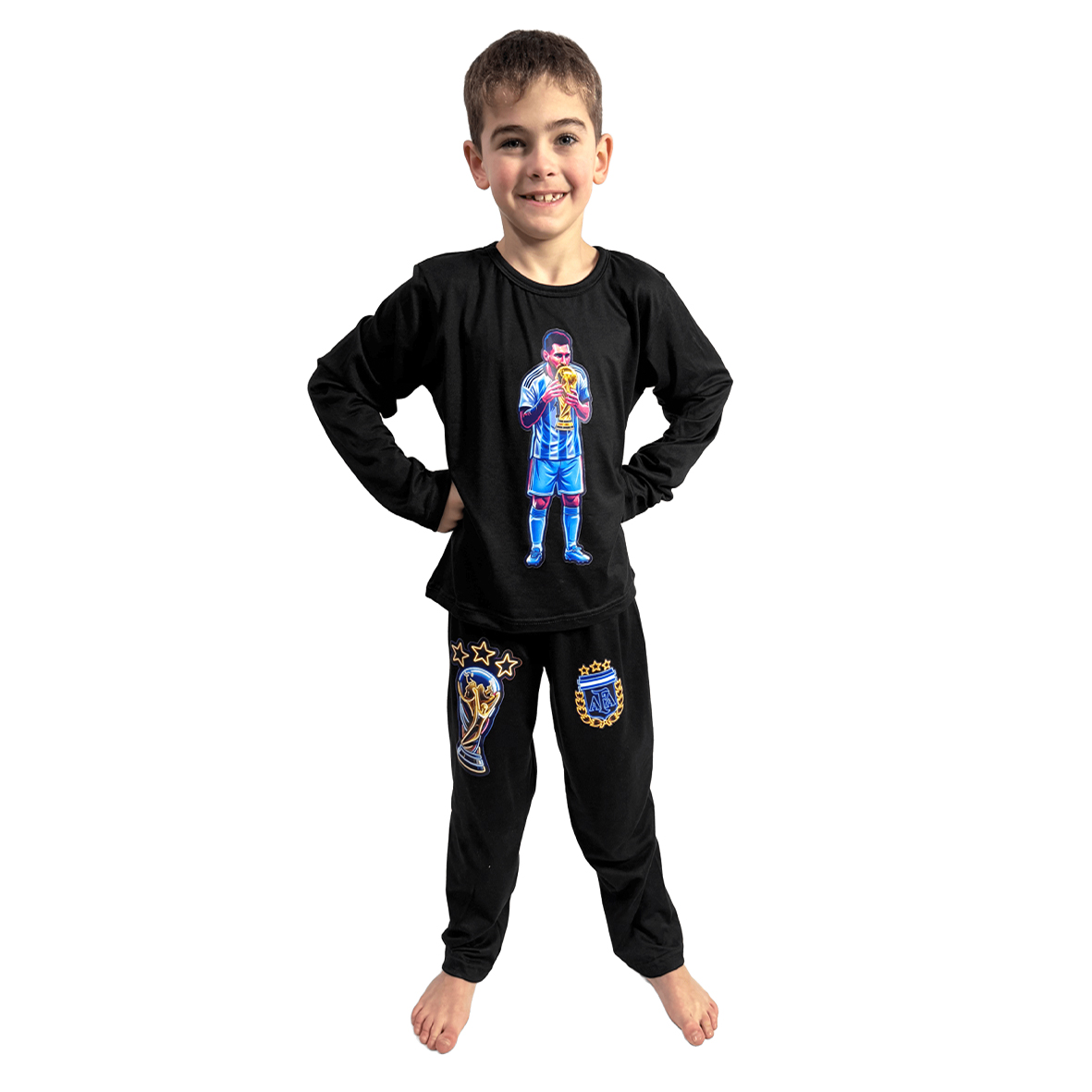 PIJAMA LARGO ARGENTINA MESSI SIMIL NEON